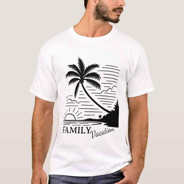 T-shirt Family Vacation – Tropical Sunset Beach (Devant)