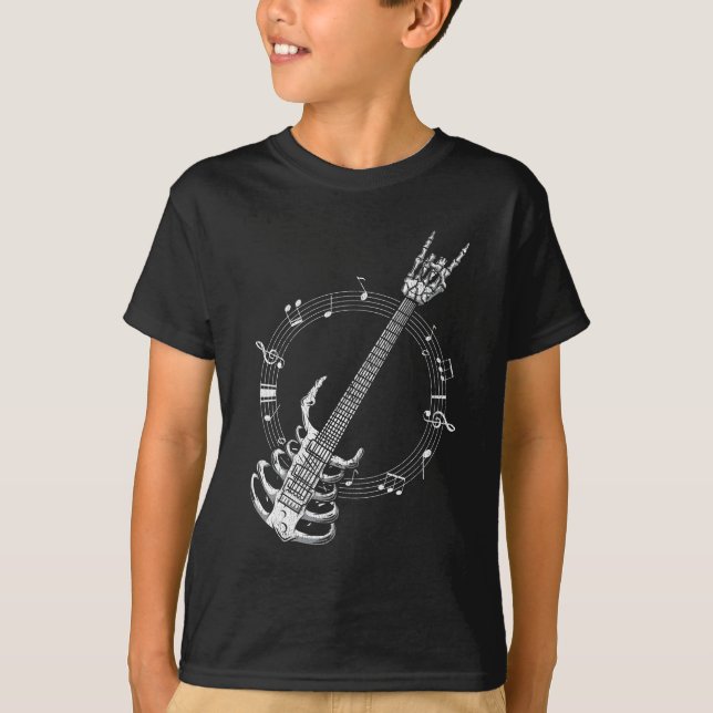 T-shirt Fan de musique rock lover Guitare de Skeleton (Devant)