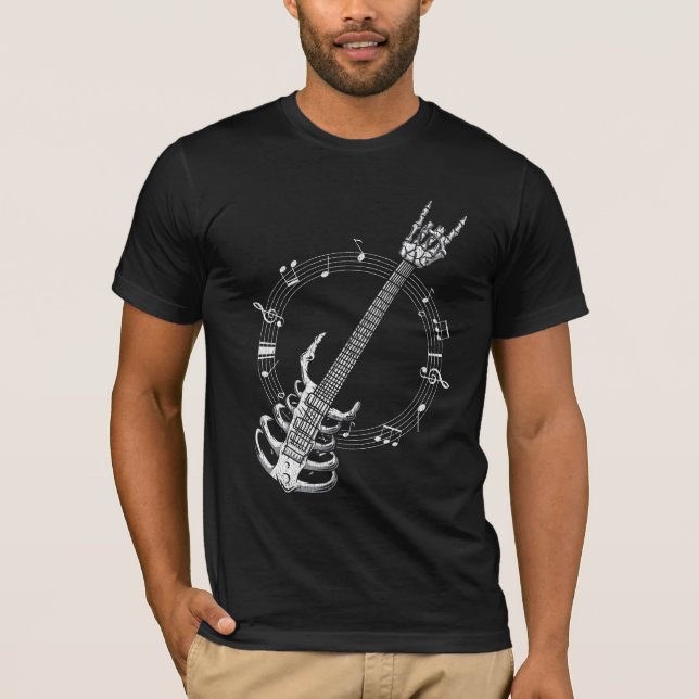 T-shirt Fan de musique rock lover Guitare de Skeleton (Devant)