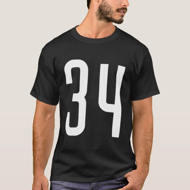 T-shirt Fan de sport favori Blanc Numéro 34 Jersey (Devant)