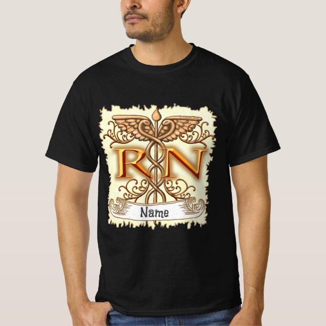 T-shirt Fancy Cuivre Caduceus RN Nurse (Devant)