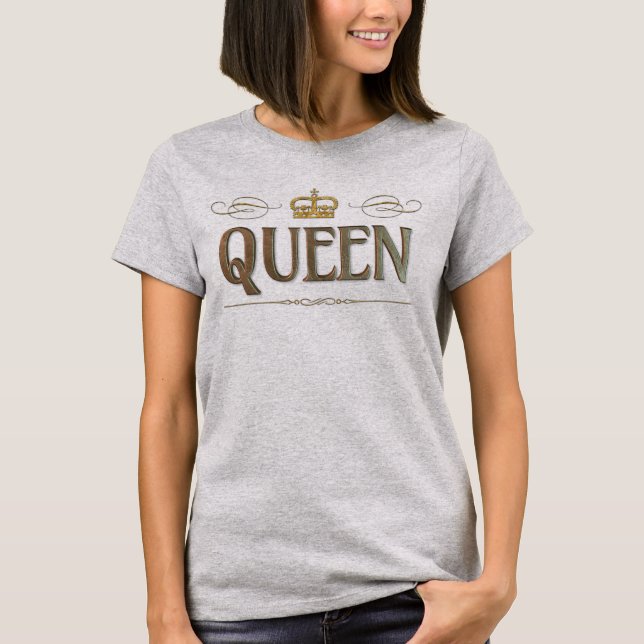 T-shirt Fancy Queen Letters - Grand Médiéval Couronne Roya (Devant)