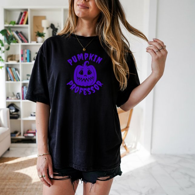 T-shirt Fanny citrouille Professeur typographie violette (Créateur téléchargé)