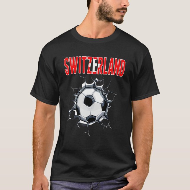 T-shirt Fans Suisse De Football - Football Suisse À Cracke (Devant)