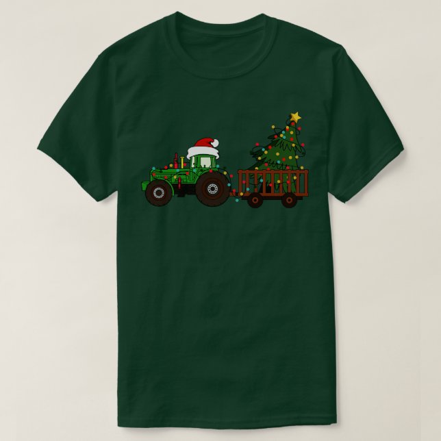 T-shirt Fantaisie agricole tracteur graphique arbre de Noë (Design devant)
