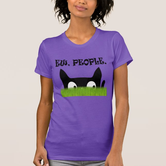 T-shirt Fantaisie Chat Vert Herbe Femme Chemise (Devant)