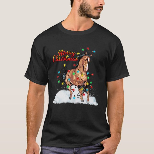 T-shirt Fantaisie Cheval Lumières de Noël Pyjamas Cheval P (Devant)