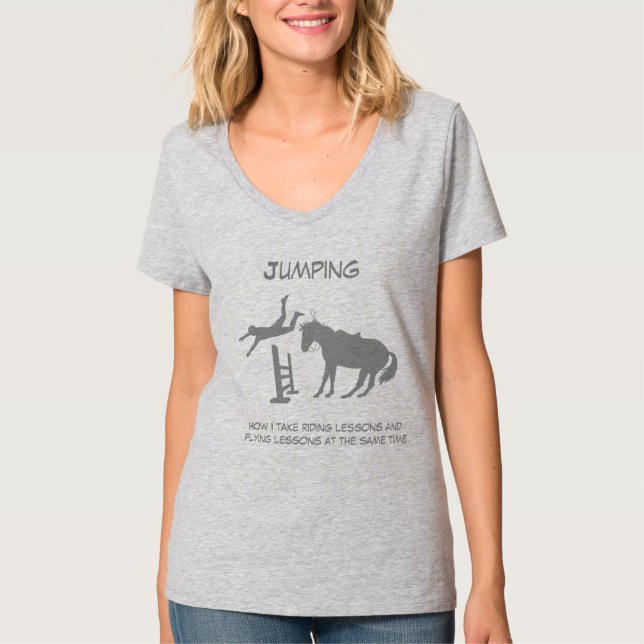 T-shirt Fantaisie Cheval sauter Humour en chute libre (Devant)