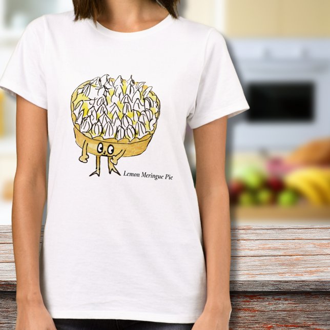 T-shirt Fantaisie Citron Meringue Pie Quirky Cute Dessert  (Cute lemon meringue pie cartoon art T-shirt for cake overs and baking foodies)