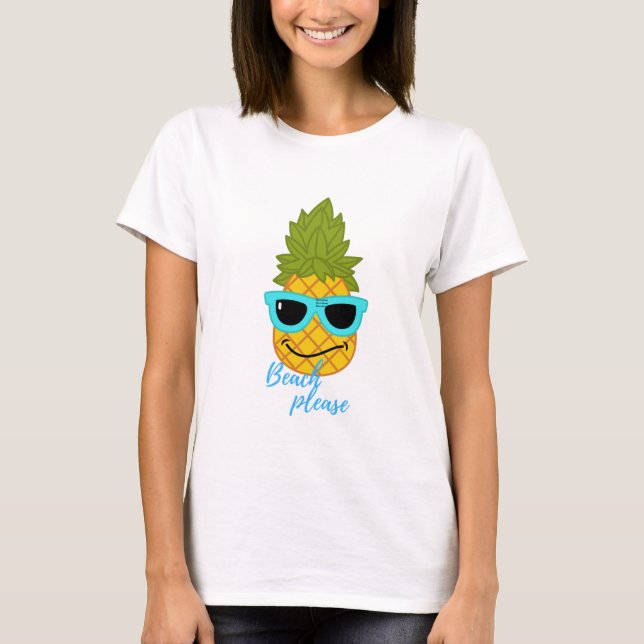T-shirt Fantaisie D'Ananas Avec Lunettes De Soleil Été (Devant)