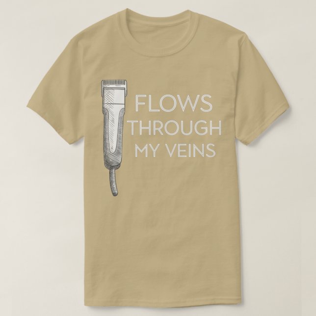 T-shirt Fantaisie De Barbier À Travers Mes Veines Hairstyl (Design devant)