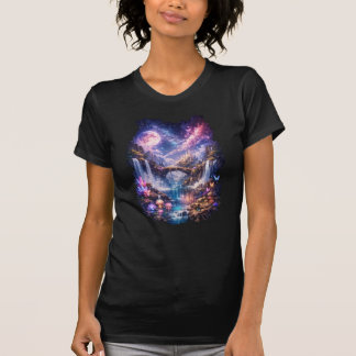 T-Shirt Fantaisie de Cascade Enchantée Céleste