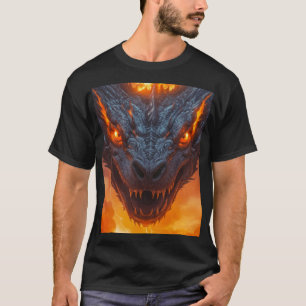 T-shirt Fantaisie de dragon de feu sous la pleine lune