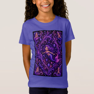 T-Shirt Fantaisie de Sirène Violette Pailletée Art Océaniq