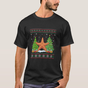 T-shirt Fantaisie des arbres de Noël Lumières Starfish Xma