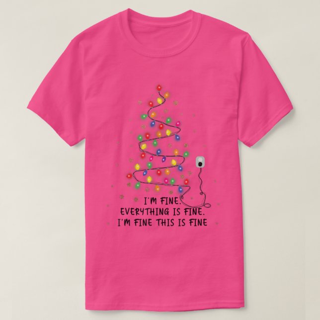 T-shirt Fantaisie Feux Noël Arbre Im Bien Tout Est (Design devant)