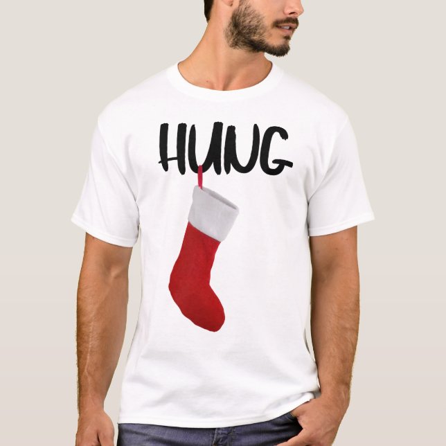T-shirt Fantaisie Hommes Noël Se Stocking bien Hung T-Shir (Devant)