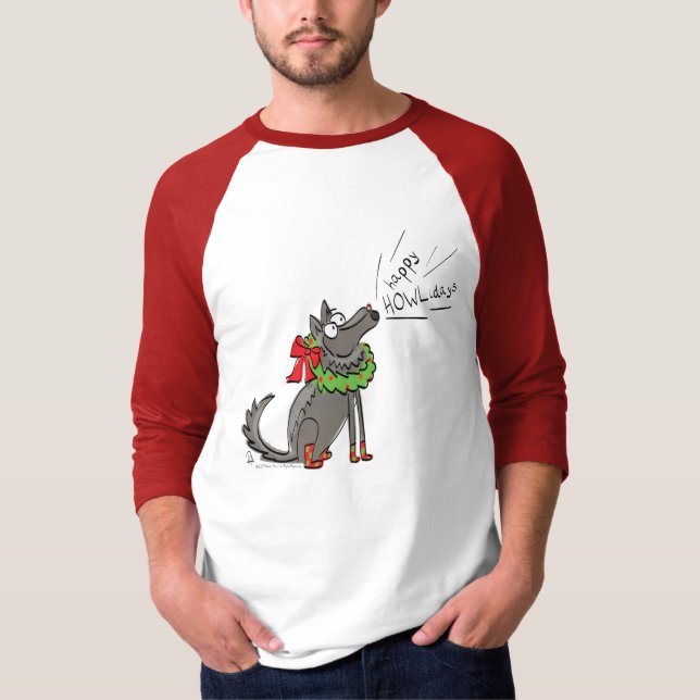 T-shirt Fantaisie Loup Noël Joyeux Howlidays Holiday (Devant)