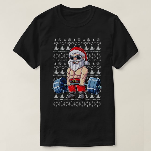 T-shirt Fantaisie Noël Funny Merry Liftmas Gym Noël (Design devant)