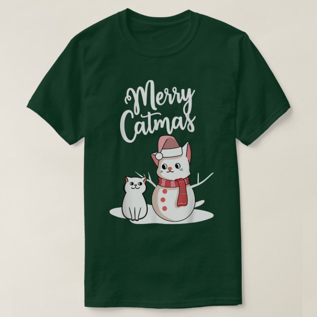 T-shirt Fantaisie Noël Joyeux chat chat snowcat bonhomme d (Design devant)