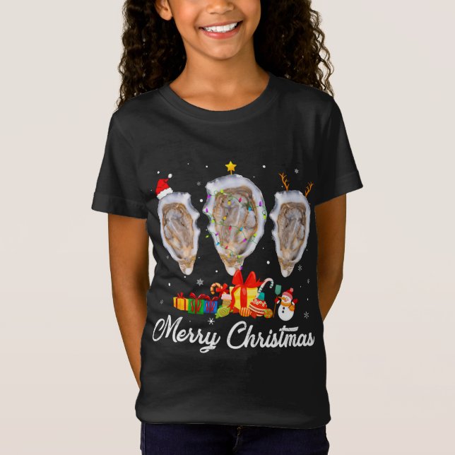 T-Shirt Fantaisie Noël Lumières Noël Joyeux Pyjama Oyster  (Devant)