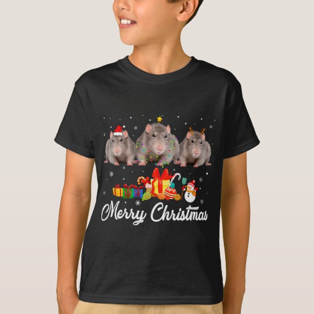 T-shirt Fantaisie Noël Lumières Noël Noël Joyeux Pyjama Ra (Devant)