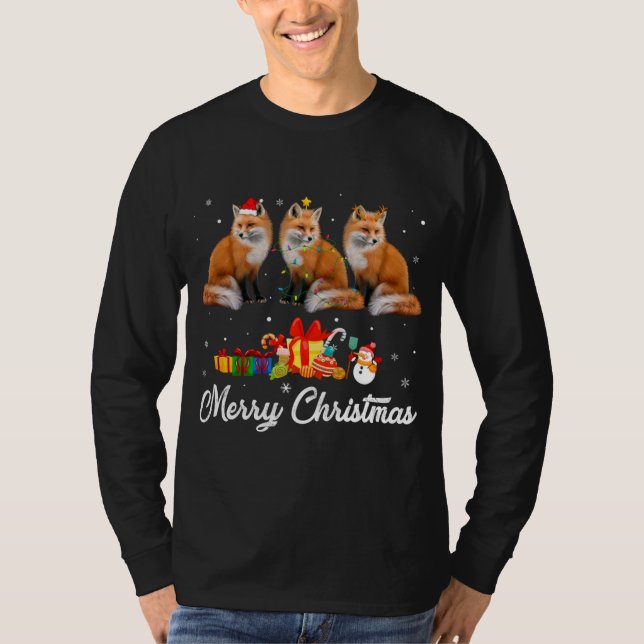 T-shirt Fantaisie Noël lumières Noël Noël Noël Pajama Fox  (Devant)