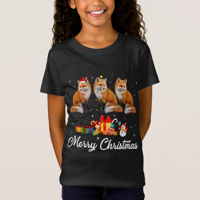T-Shirt Fantaisie Noël lumières Noël Noël Noël Pajama Fox  (Devant)
