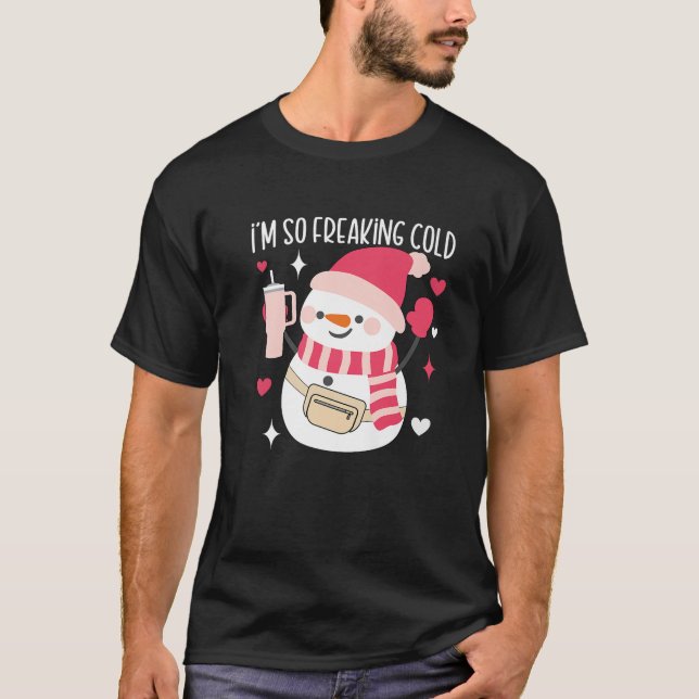 T-shirt Fantaisie Noël Noël Fête bonhomme de neige J'ai fr (Devant)