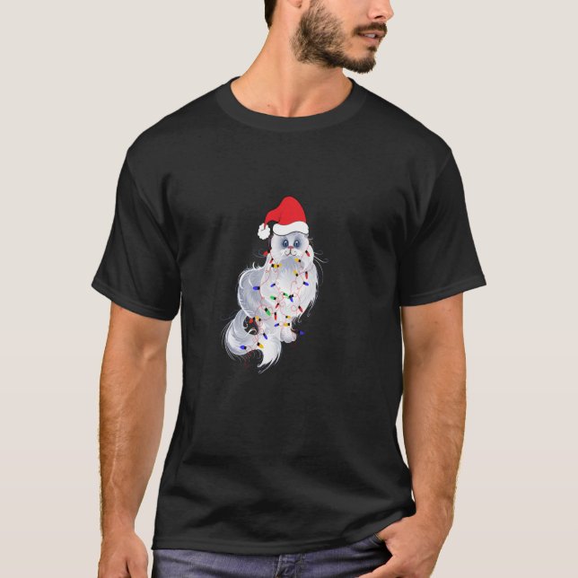T-shirt Fantaisie Noël Perse Chat Lumières Noël Père Noël  (Devant)