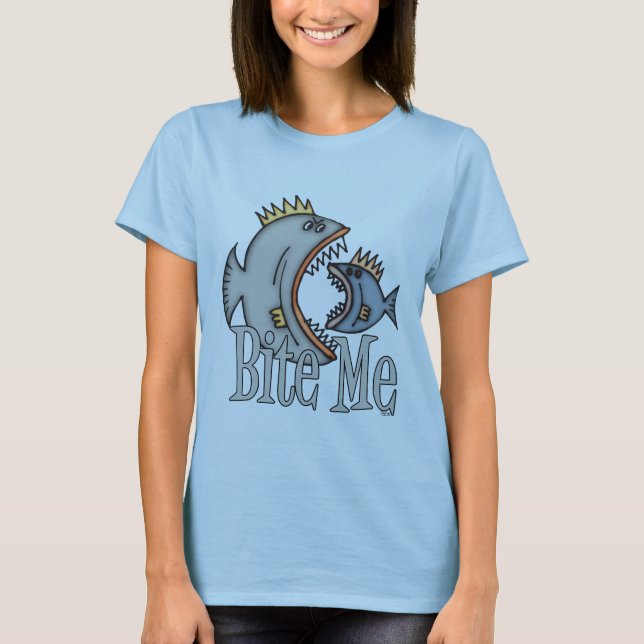 T-shirt Fantaisie Pêche Chemise Pêche Humour Pêche Bite Me (Devant)