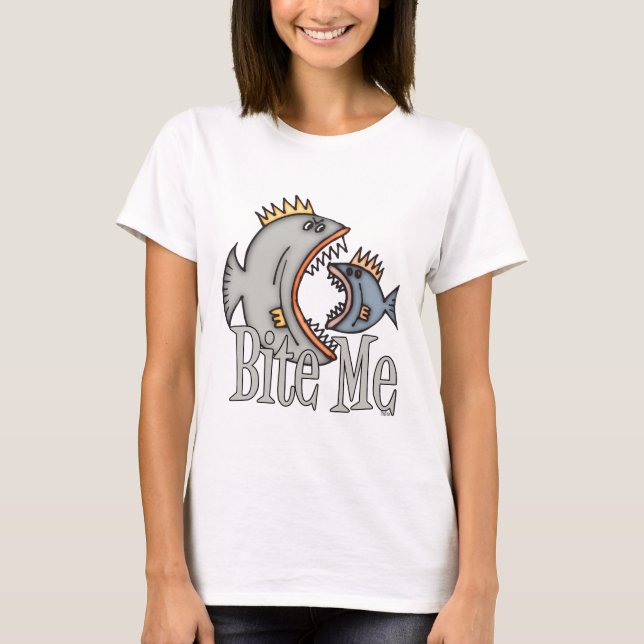 T-shirt Fantaisie Pêche Chemise Pêche Humour Pêche Bite Me (Devant)