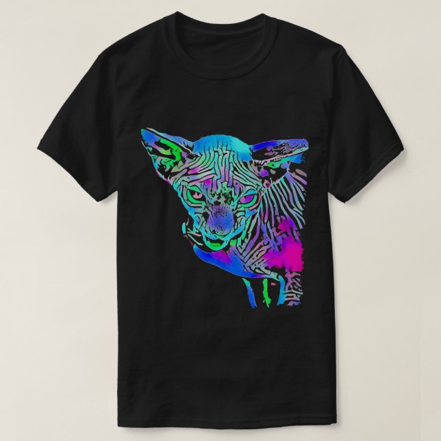T-shirt Fantaisie pop art visage de chat (Design devant)