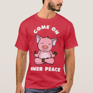 T-shirt Fantaisie Yoga Pig Venez En Paix Intérieure Médita