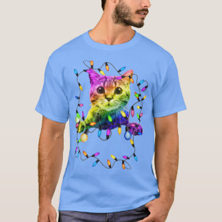T-shirt Fantastique Amoureux de les chats Noël Lumière à N