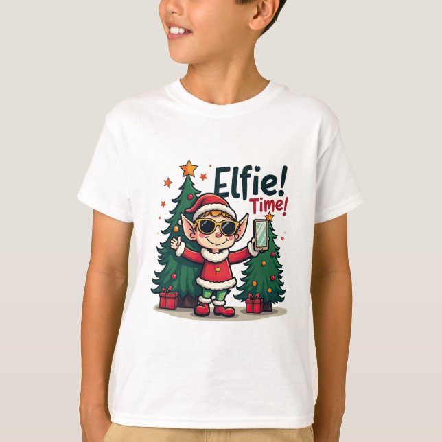 T-shirt Fantastique Chemise de Noël Elfie pour les enfants (Devant)