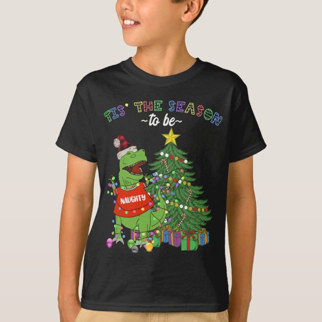T-shirt Fantastique Dinosaur Noël C'est la saison coquine (Devant)