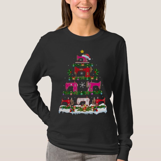 T-shirt Fantastique éclairage de Noël Machine à coudre Arb (Devant)