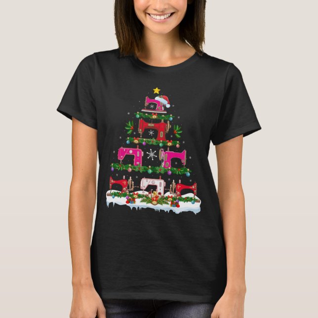 T-shirt Fantastique éclairage de Noël Machine à coudre Arb (Devant)
