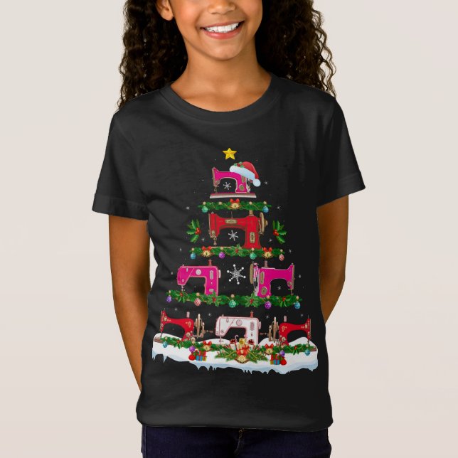 T-Shirt Fantastique éclairage de Noël Machine à coudre Arb (Devant)