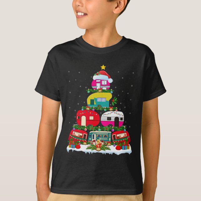 T-shirt Fantastique Éclairage de Noël Père Noël Camping Rv (Devant)