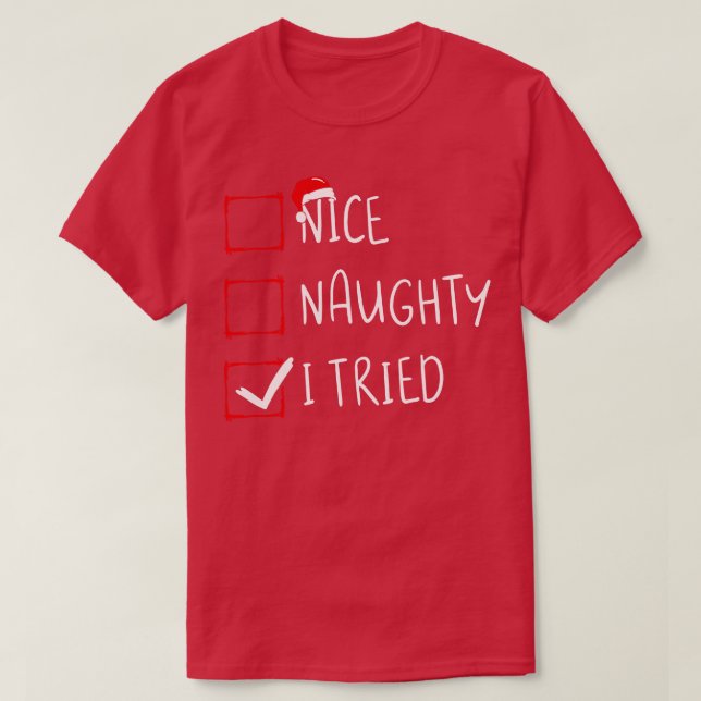 T-shirt Fantastique feux de pyjama de Noël Nice Naughty J' (Design devant)