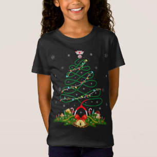 T-Shirt Fantastique lumière Noël Père Noël Infirmière arbr