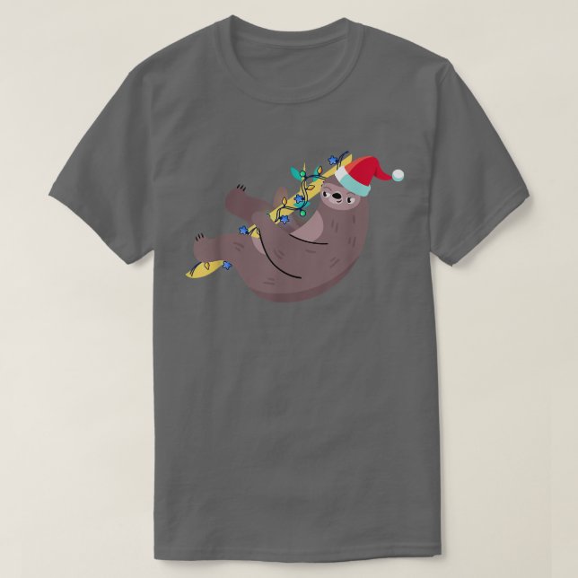 T-shirt Fantastique Sloth Hawaiian Xmas Lumières Santa Hat (Design devant)