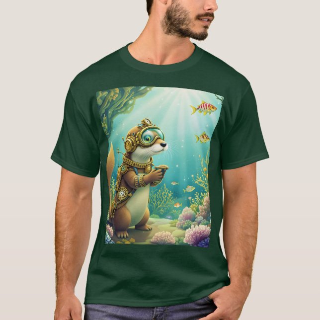T-shirt Fantasy Cute Otter Steampunk Suit (Devant)