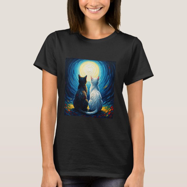 T-shirt Fantasy Moon Deux Chats (Devant)