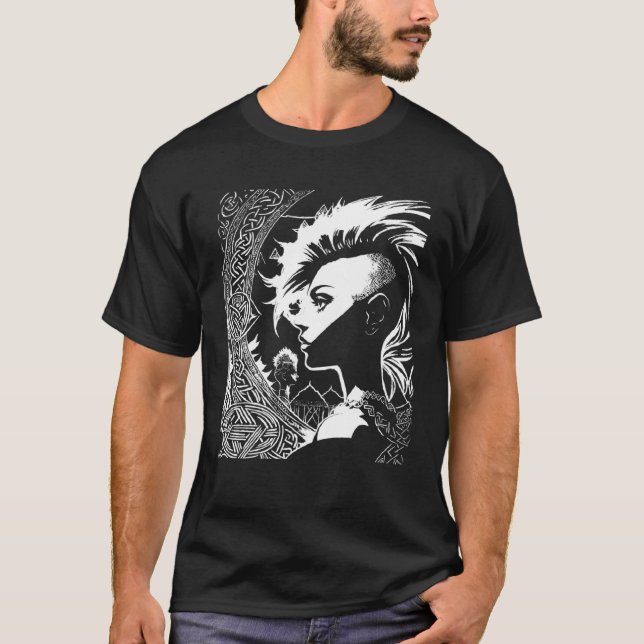 T-shirt Fantasy Post Punk Celtic Tribal Batcave Girl Gothi (Devant)