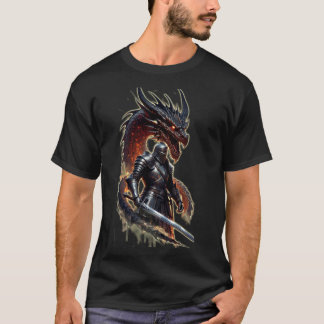 T-shirt Fantasy Warrior Knight with Dragon Spirit Shirt