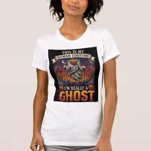 T-shirt Fantôme à tête de citrouille en costume humain Cim