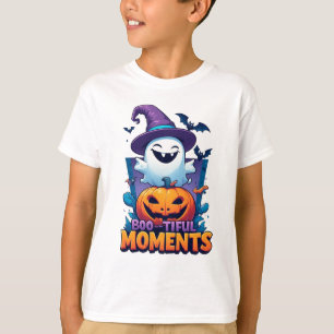 T-shirt Fantôme Amical Avec Des Citrouilles Pour La Nuit D